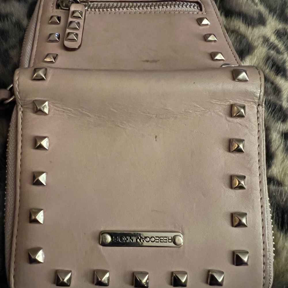 Rebecca Minkoff Leather Pyramid Studded Wallet in light pink/lilac color.. - Picture 7 of 10